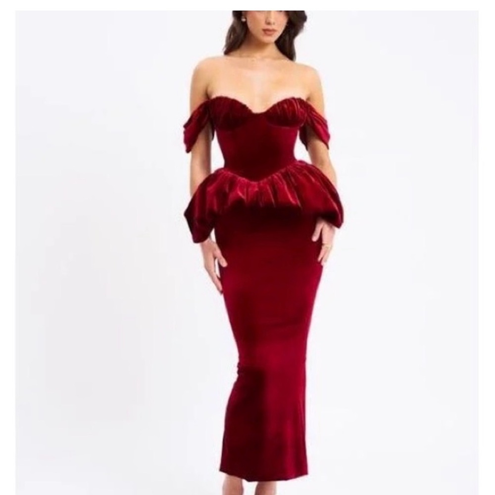 Strapless Burgundy Velvet Dress